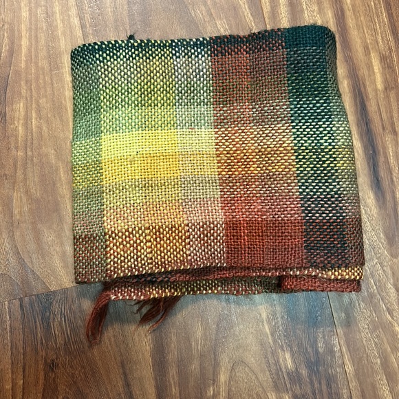 Vintage Manos Del Uruguay Orange, Green & Yellow Handmade Wool Scarf - Picture 4 of 4